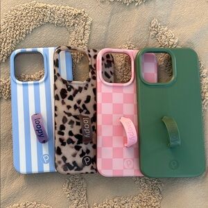 Loopy Case Set - Blue Stripes, Leopard, Pink  Checkered, Green - 15pro max